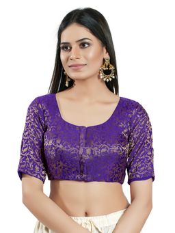 VAMAS - THE DESIGNER BLOUSES - Women Purple Round Neck Padded Stitched Blouse