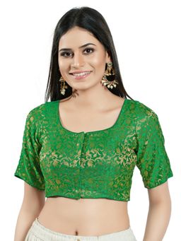 VAMAS - THE DESIGNER BLOUSES - Women Green Round Neck Padded Stitched Blouse