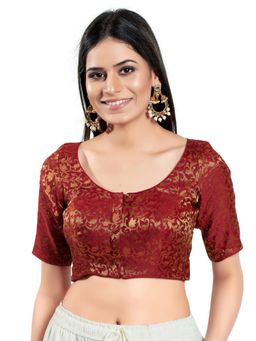 VAMAS - THE DESIGNER BLOUSES - Women Maroon Round Neck Padded Stitched Blouse