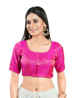 VAMAS - THE DESIGNER BLOUSES - Women Pink Round Neck Padded Stitched Blouse