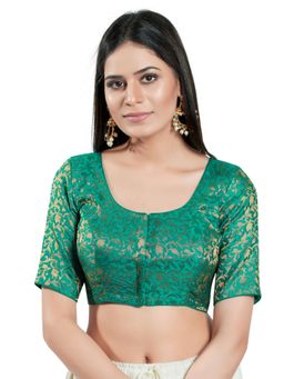 VAMAS - THE DESIGNER BLOUSES - Women Green Round Neck Padded Stitched Blouse