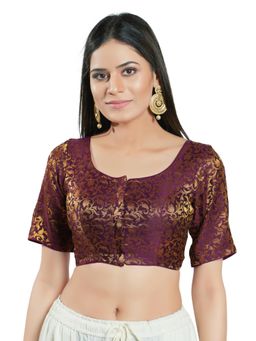 VAMAS - THE DESIGNER BLOUSES - Women Wine Round Neck Padded Stitched Blouse