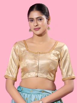 VAMAS - THE DESIGNER BLOUSES - Women Gold Square Neck Padded Stitched Blouse