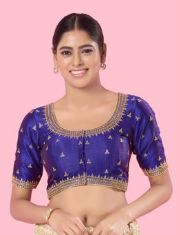 VAMAS - THE DESIGNER BLOUSES - Women Purple Round Neck Padded Stitched Blouse