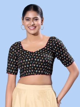 VAMAS - THE DESIGNER BLOUSES - Women Black Sweetheart Neck Padded Stitched Blouse