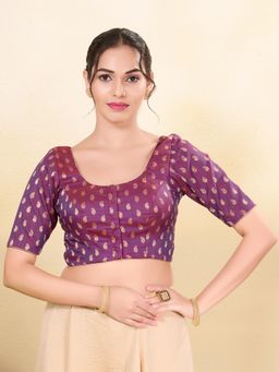 VAMAS - THE DESIGNER BLOUSES - Women Purple Round Neck Padded Stitched Blouse