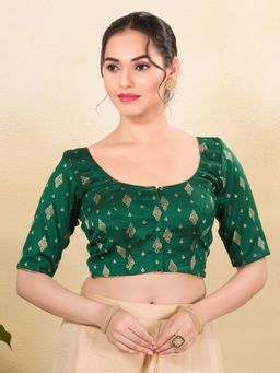VAMAS - THE DESIGNER BLOUSES - Women Green Round Neck Padded Stitched Blouse