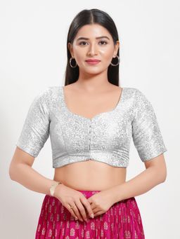VAMAS - THE DESIGNER BLOUSES - Women Silver Sweetheart Padded Stitched Blouse
