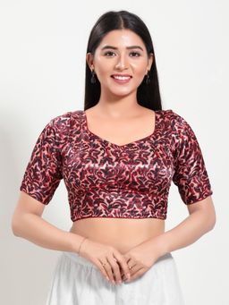 VAMAS - THE DESIGNER BLOUSES - Women Maroon Sweetheart Neck Padded Stitched Blouse