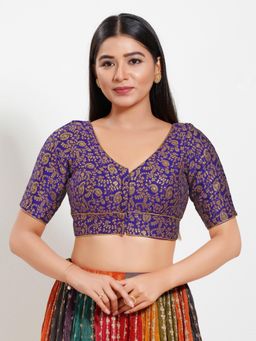 VAMAS - THE DESIGNER BLOUSES - Women Blue V-Neck Padded Stitched Blouse