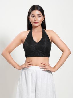 VAMAS - THE DESIGNER BLOUSES - Women Black Halter Neck Padded Stitched Blouse