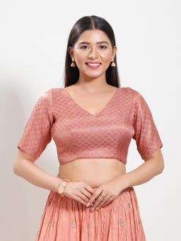 VAMAS - THE DESIGNER BLOUSES - Women Rose Gold V-Neck Padded Stitched Blouse