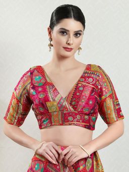 VAMAS - THE DESIGNER BLOUSES - Women Pink V-Neck Padded Stitched Blouse