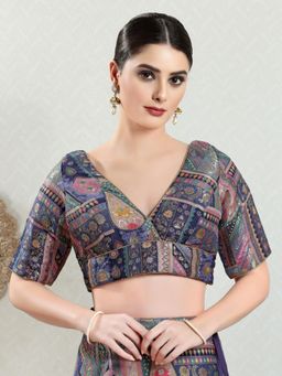 VAMAS - THE DESIGNER BLOUSES - Women Purple V-Neck Padded Stitched Blouse