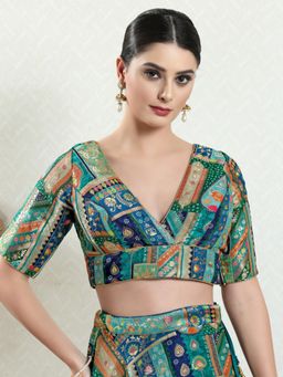 VAMAS - THE DESIGNER BLOUSES - Women Green V-Neck Padded Stitched Blouse