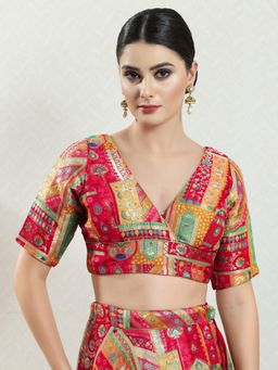 VAMAS - THE DESIGNER BLOUSES - Women Red V-Neck Padded Stitched Blouse