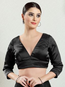 VAMAS - THE DESIGNER BLOUSES - Women Black Plunging Neck Padded Stitched Blouse