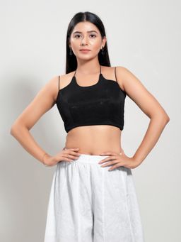 VAMAS - THE DESIGNER BLOUSES - Women Black Halter Neck Padded Stitched Blouse