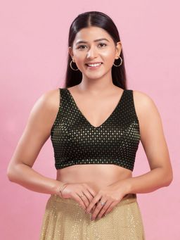 VAMAS - THE DESIGNER BLOUSES - Women Black V-Neck Padded Stitched Blouse