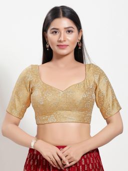 VAMAS - THE DESIGNER BLOUSES - Women Gold Sweetheart Neck Padded Stitched Blouse