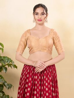 VAMAS - THE DESIGNER BLOUSES - Women Copper Sweetheart Neck Padded Stitched Blouse