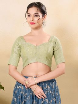 VAMAS - THE DESIGNER BLOUSES - Women Green Sweetheart Neck Padded Stitched Blouse