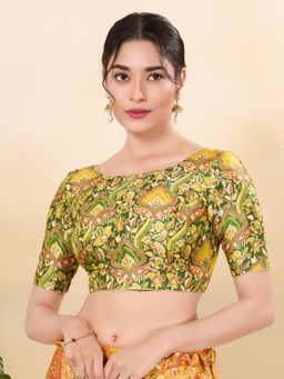 VAMAS - THE DESIGNER BLOUSES - Women Green Boat Neck Padded Stitched Blouse