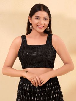 VAMAS - THE DESIGNER BLOUSES - Women Black Square Neck Padded Stitched Blouse