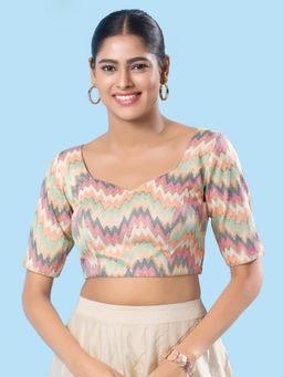 VAMAS - THE DESIGNER BLOUSES - Women Multi-Color Sweetheart Neck Padded Stitched Blouse