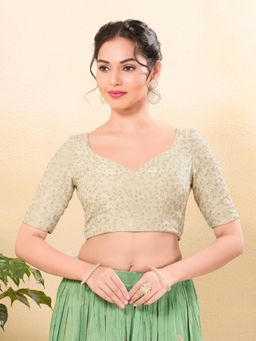 VAMAS - THE DESIGNER BLOUSES - Women Off White Sweetheart Neck Padded Stitched Blouse