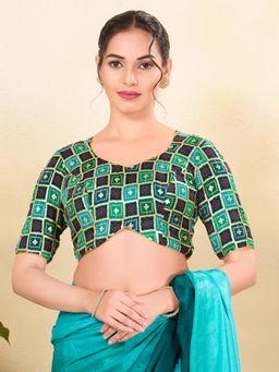VAMAS - THE DESIGNER BLOUSES - Women Green Sweetheart Neck Padded Stitched Blouse
