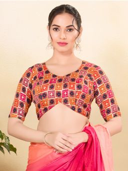 VAMAS - THE DESIGNER BLOUSES - Women Pink Sweetheart Neck Padded Stitched Blouse