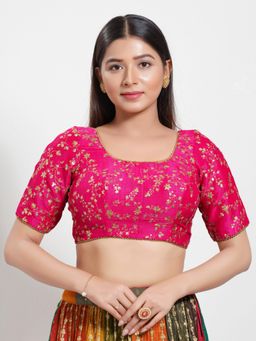 VAMAS - THE DESIGNER BLOUSES - Women Pink Round Neck Padded Stitched Blouse