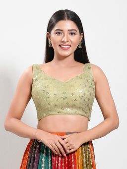 VAMAS - THE DESIGNER BLOUSES - Women Gold Sweetheart Neck Padded Stitched Blouse