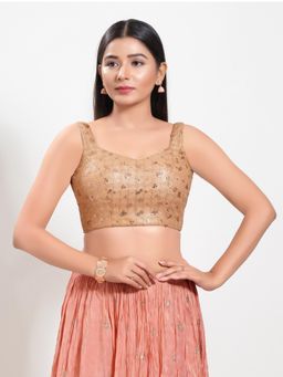 VAMAS - THE DESIGNER BLOUSES - Women Copper Sweetheart Neck Padded Stitched Blouse