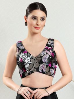 VAMAS - THE DESIGNER BLOUSES - Women Black V-Neck Padded Stitched Blouse