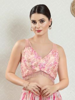 VAMAS - THE DESIGNER BLOUSES - Women Peach V-Neck Padded Stitched Blouse