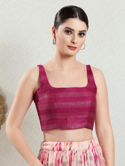 VAMAS - THE DESIGNER BLOUSES - Women Magenta Square Neck Padded Stitched Blouse