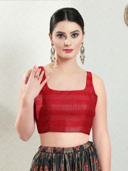 VAMAS - THE DESIGNER BLOUSES - Women Red Square Neck Padded Stitched Blouse