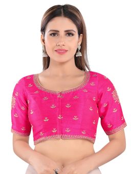 VAMAS - THE DESIGNER BLOUSES - Women Pink Round Neck Padded Stitched Blouse
