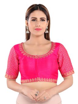 VAMAS - THE DESIGNER BLOUSES - Women Pink Round Neck Padded Stitched Blouse