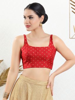 VAMAS - THE DESIGNER BLOUSES - Women Red Square Neck Padded Stitched Blouse