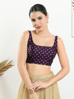 VAMAS - THE DESIGNER BLOUSES - Women Wine Square Neck Padded Stitched Blouse