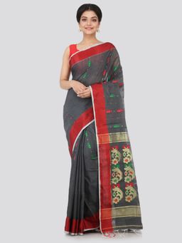 PinkLoom - Women's Cotton Silk Saree With Unstitched Blouse Piece,Grey