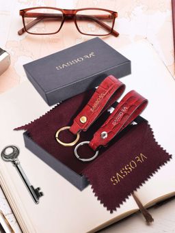 Sassora - Premium Leather Keychains - Red