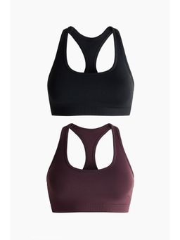 H&M - Women Black 2-Pack Seamless Sports Bras With Drymove