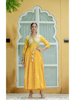 Kohsh - Leheriya Gown With Pants (Set of 2)