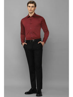 Louis Philippe - Men Maroon Classic Fit Solid Full Sleeves Formal Shirt