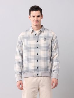 U.S. Polo Assn. Denim Co. - Checks Off White Full Sleeves Collar Neck Shirt