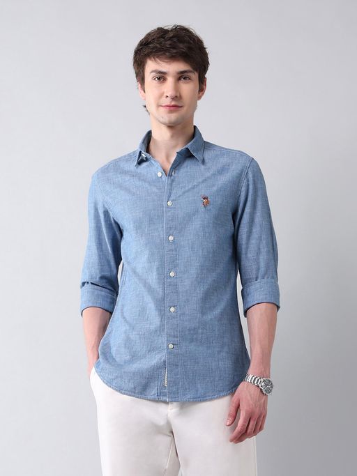 U.S. Polo Assn. Denim Co. Men's Solid Poplin Regular Fit Shirt
